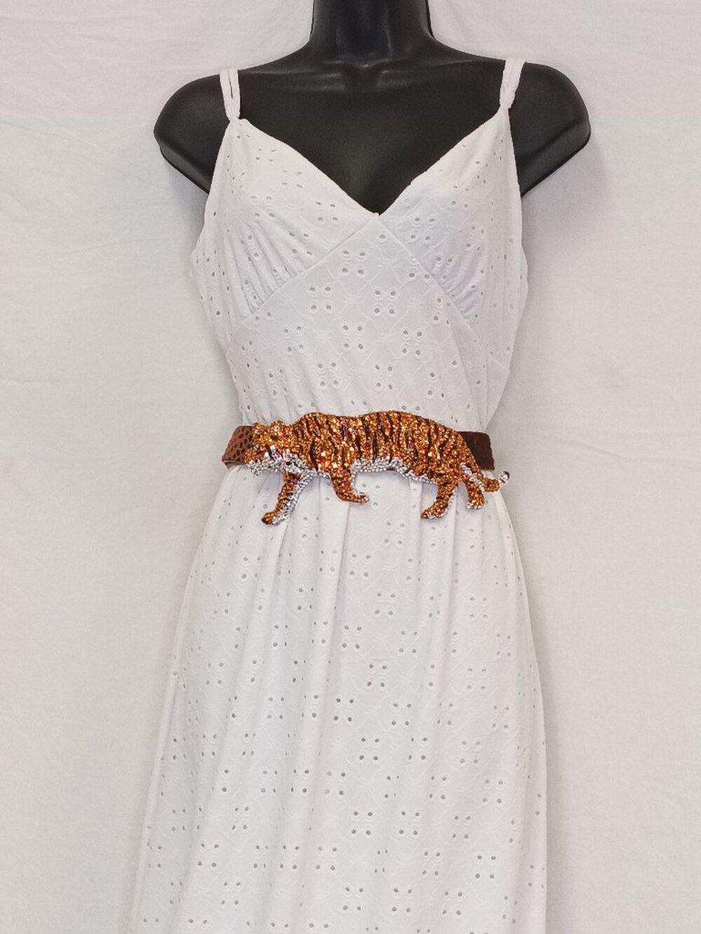 K. Baumann, Laloon Stalking Tiger Rhinestone Belt Buckle HTF Swarovski Crystal
